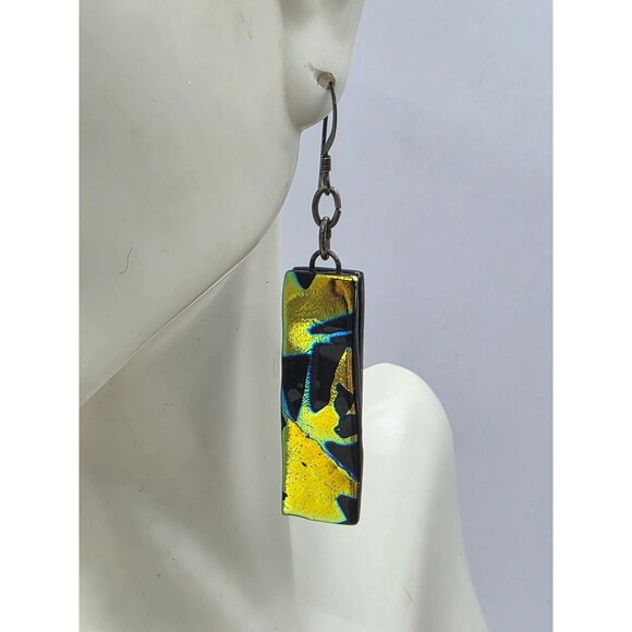 Abstract Art Clay Boho Dangle Hook Pierced Earrings 2" - Picture 1 of 4